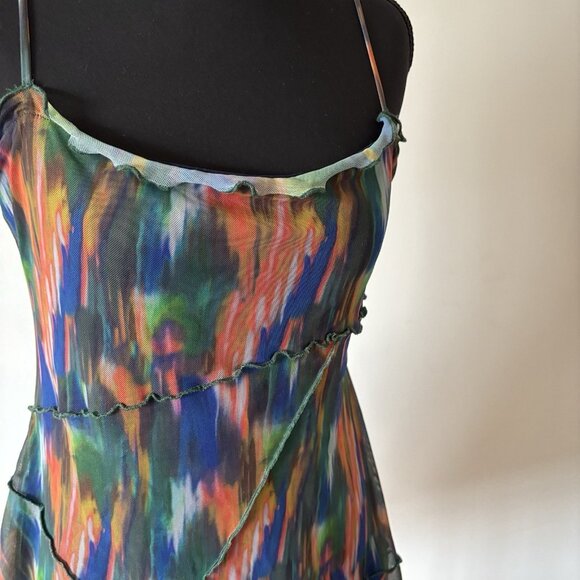 Urban Outfitters Babydoll Mini Dress Sz Small Multicolor Fairy Rainbow Coquette - Picture 11 of 12